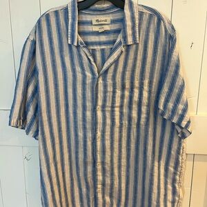 Madewell Blue and White Striped Casual Shirt